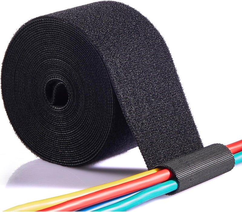 ECOHomes 2 Inch x 15 FT Double Sided Hook and Loop Roll Tape - Two Sided, Self Stick, Reusable Cable Ties Wrap for Cable Management, Heavy Duty Extender Straps Long Wire Strips Band Black - Image 1